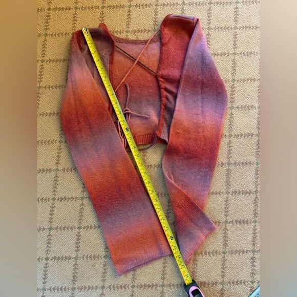 Bershka gradient pinks long sleeve crocheted open back cardigan sweater S - Picture 5 of 9